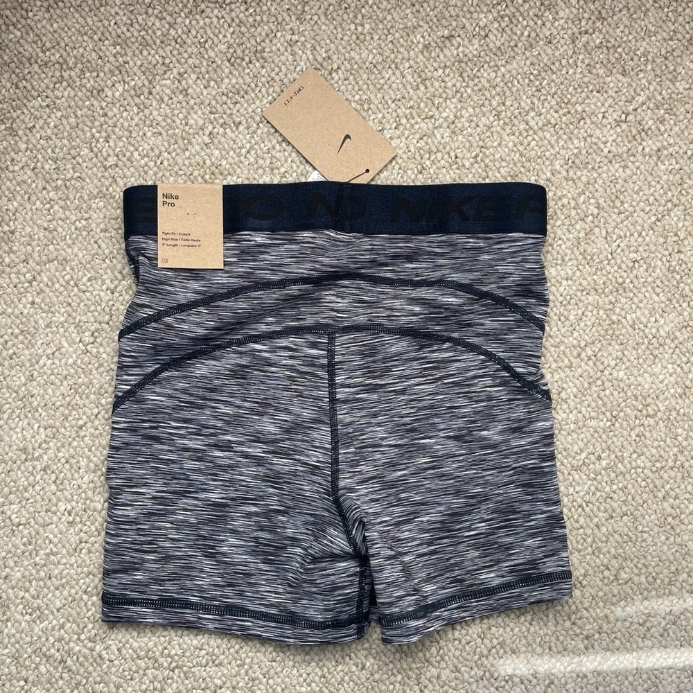 Nike Pro Women’s 3” Dri-Fit Navy Blue Training Spacedye Spandex Sz S NWT - Picture 6 of 6